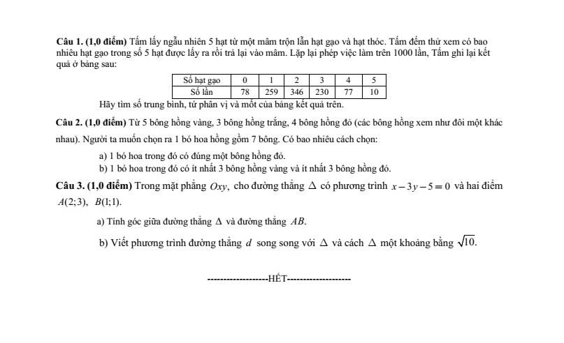 Đề thi Giữa kì 2 Toán 10 trường THPT Thuận Thành Số 2 (Bắc Ninh) năm 2025-2026