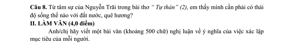 Đề thi Giữa kì 2 Văn 10 năm 2023-2024 trường THPT Quất Lâm (Nam Định)