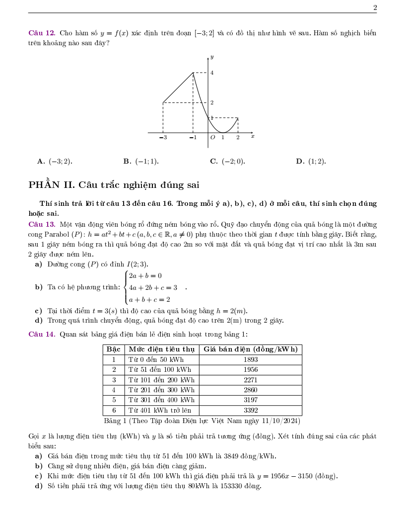 Đề thi Học kì 1 Toán 10 trường Lương Thế Vinh (Hà Nội) năm 2025-2026