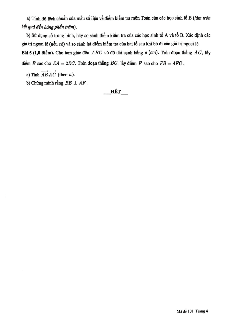 Đề thi Học kì 1 Toán 10 trường Thực hành Sài Gòn (Tp.HCM) năm 2025-2026