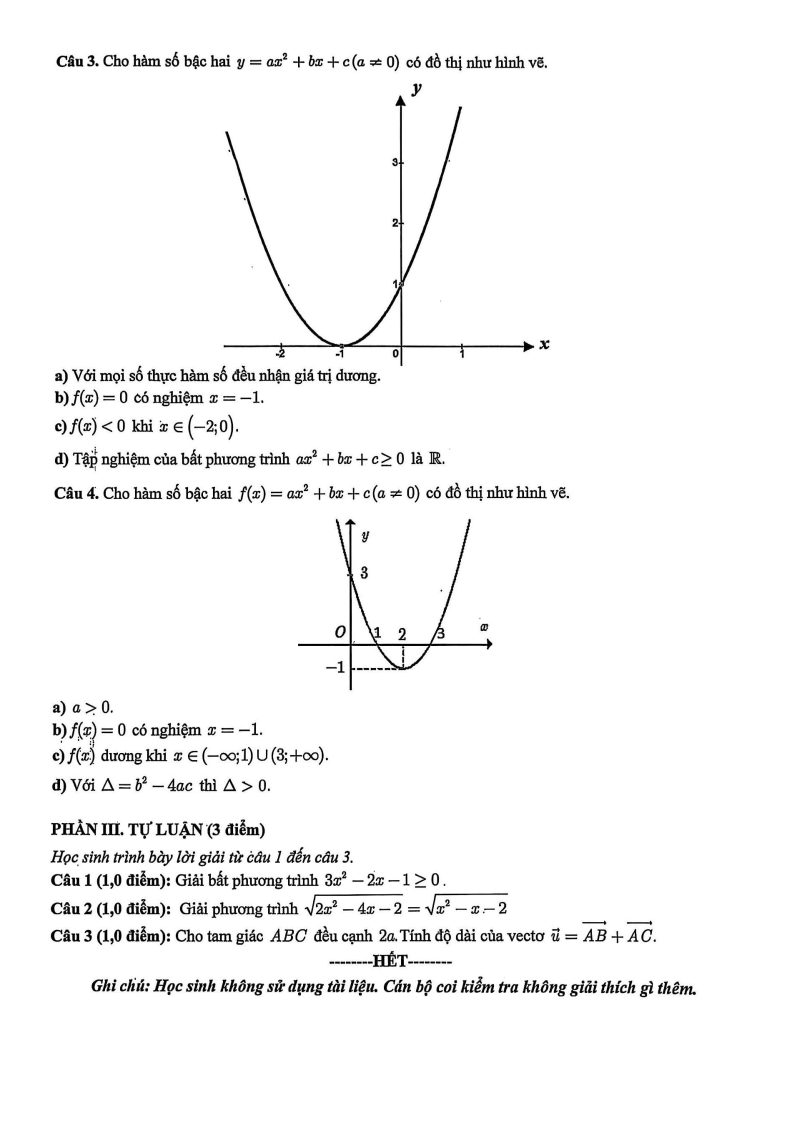 Đề thi Học kì 1 Toán 10 trường THPT Bình Thủy (Cần Thơ) năm 2025-2026