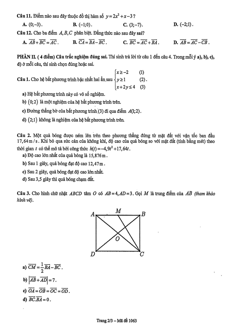 Đề thi Học kì 1 Toán 10 trường THPT Marie Curie (Tp.HCM) năm 2025-2026