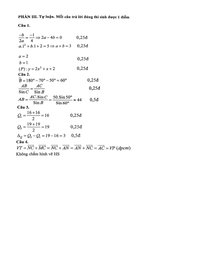 Đề thi Học kì 1 Toán 10 trường THPT Nguyễn An Ninh (Tp.HCM) năm 2025-2026