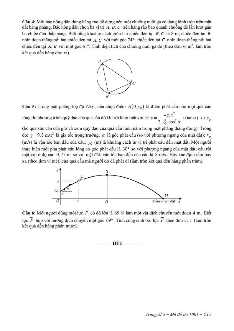 Đề thi Học kì 1 Toán 10 trường THPT Nguyễn Công Trứ (Tp.HCM) năm 2025-2026