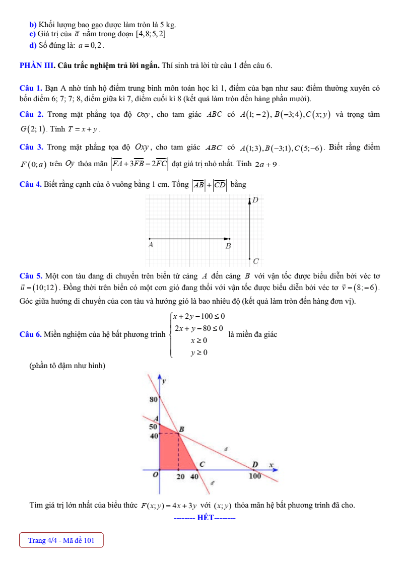 Đề thi Học kì 1 Toán 10 trường THPT Nguyễn Văn Chất (Phú Thọ) năm 2025-2026