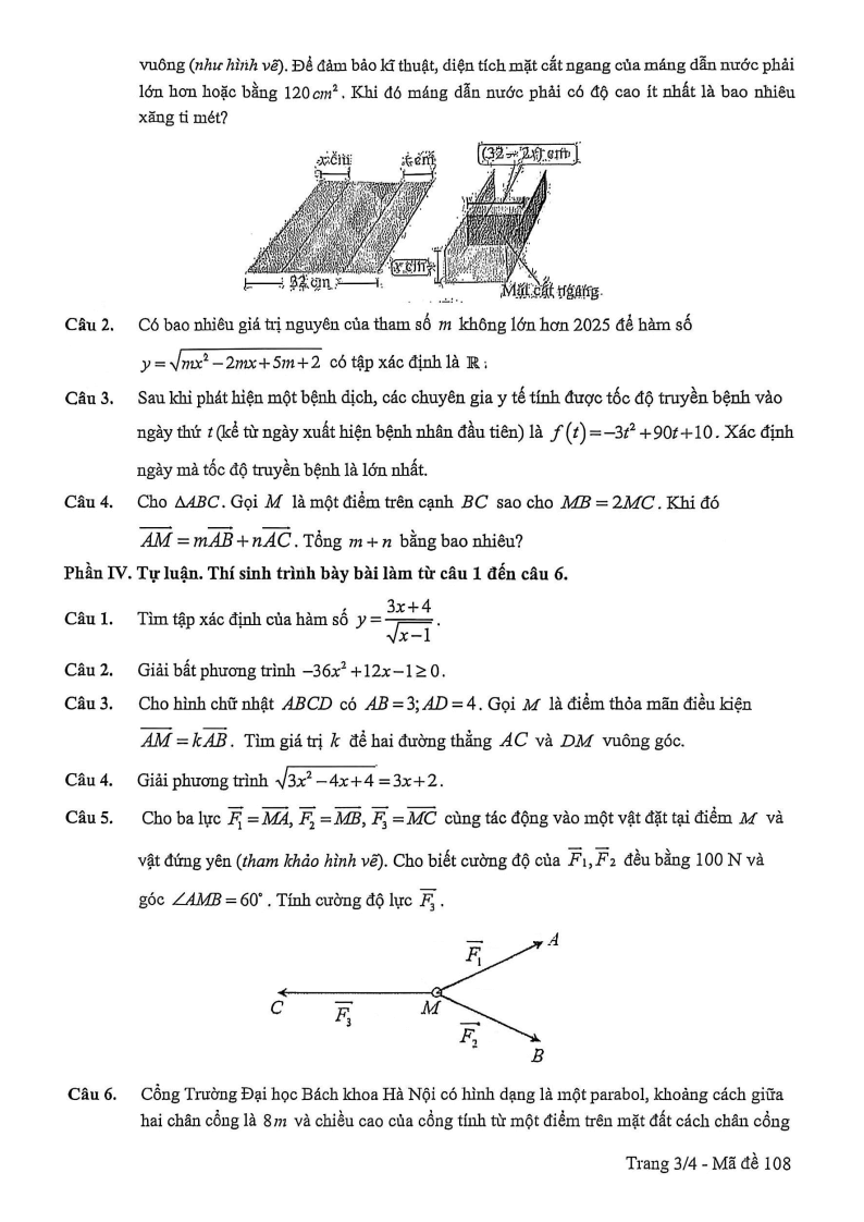 Đề thi Học kì 1 Toán 10 trường THPT Trần Phú (Hà Nội) năm 2025-2026