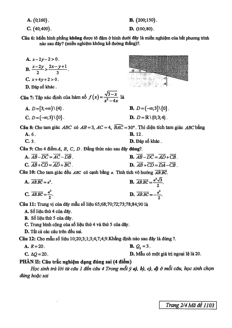Đề thi Học kì 1 Toán 10 trường THPT Trần Phú (Tp.HCM) năm 2025-2026