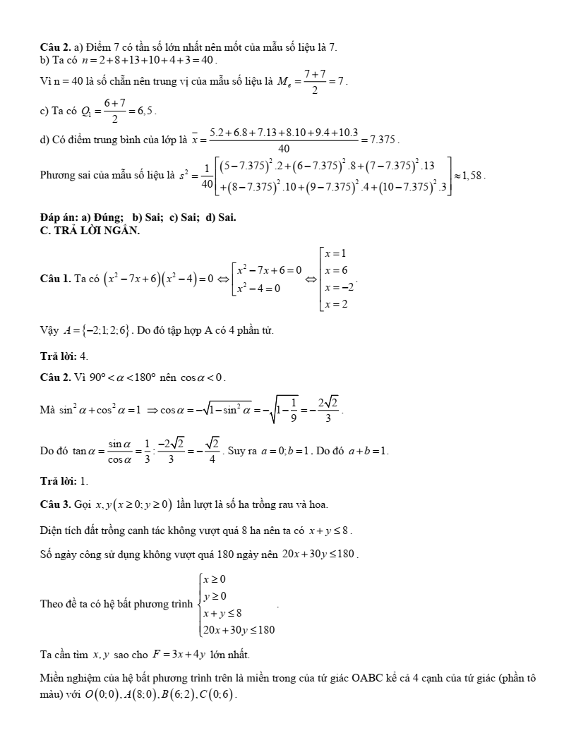 20 Đề thi Cuối kì 1 Toán 10 Kết nối tri thức (có đáp án)