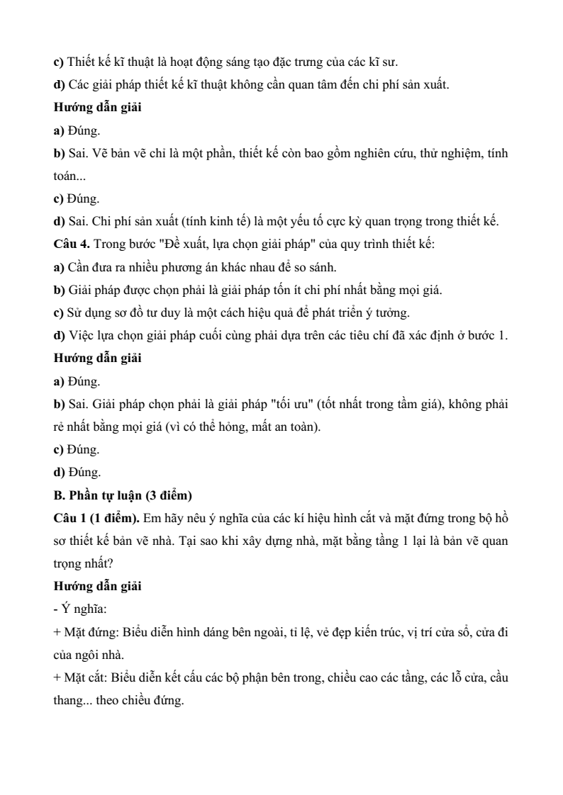 3 Đề thi Học kì 2 Thiết kế và công nghệ 10 Kết nối tri thức (có đáp án)