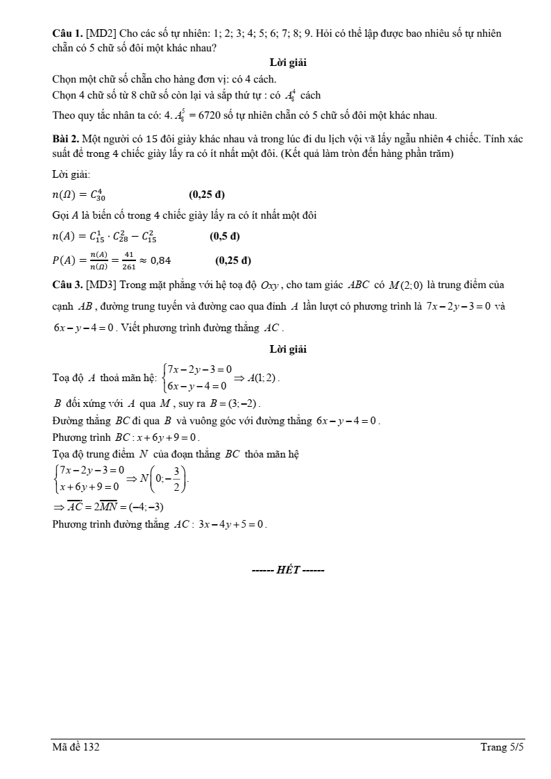 Đề thi Học kì 2 Toán 10 trường chuyên Thoại Ngọc Hầu (An Giang) năm 2024-2025
