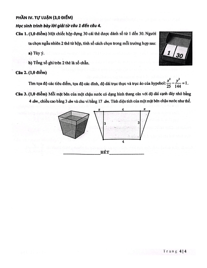 Đề thi Học kì 2 Toán 10 trường Lê Thánh Tông (Tp.HCM) năm 2024-2025