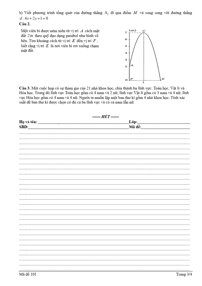 Đề thi Học kì 2 Toán 10 trường THPT Hùng Thắng (Hải Phòng) năm 2024-2025