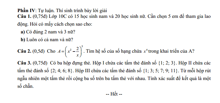Đề thi Học kì 2 Toán 10 năm 2025-2026 trường THPT số 1 Ngô Gia Tự (Đắk Lắk)