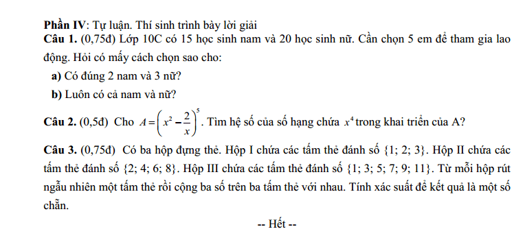Đề thi Học kì 2 Toán 10 năm 2025-2026 trường THPT số 1 Ngô Gia Tự (Đắk Lắk)