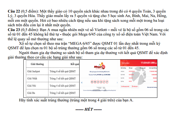 Đề thi Học kì 2 Toán 10 năm 2025-2026 trường THPT Vĩnh Linh (Quảng Trị)