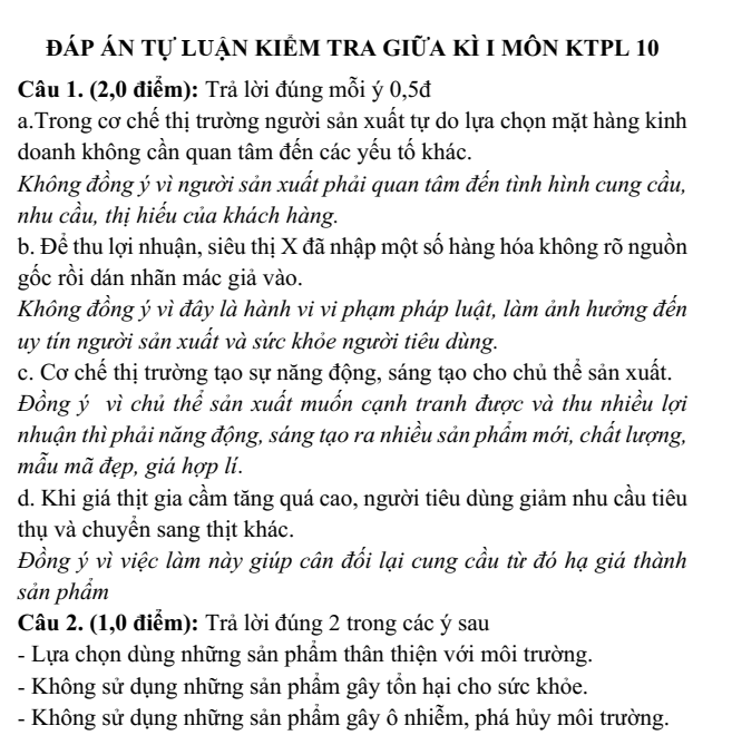 Đề thi Giữa kì 1 KTPL 10 năm 2024-2025 trường THPT Hùng Vương (Quảng Nam)