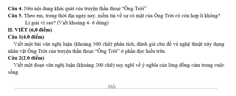 Đề thi Giữa kì 1 Văn 10 năm 2024-2025 trường THPT Lê Hồng Phong (Đắk Lắk)