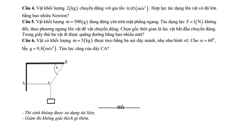Đề thi Học kì 1 Vật Lí 10 năm 2024-2025 trường THPT Kẻ Sặt (Hải Dương)