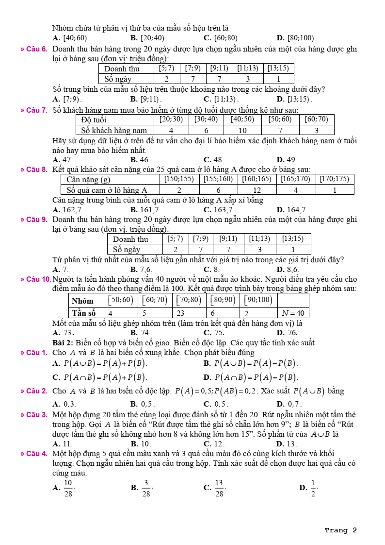 Đề cương ôn tập Giữa kì 2 Toán 11 trường THPT Bùi Hữu Nghĩa (Cần Thơ) năm 2025-2026