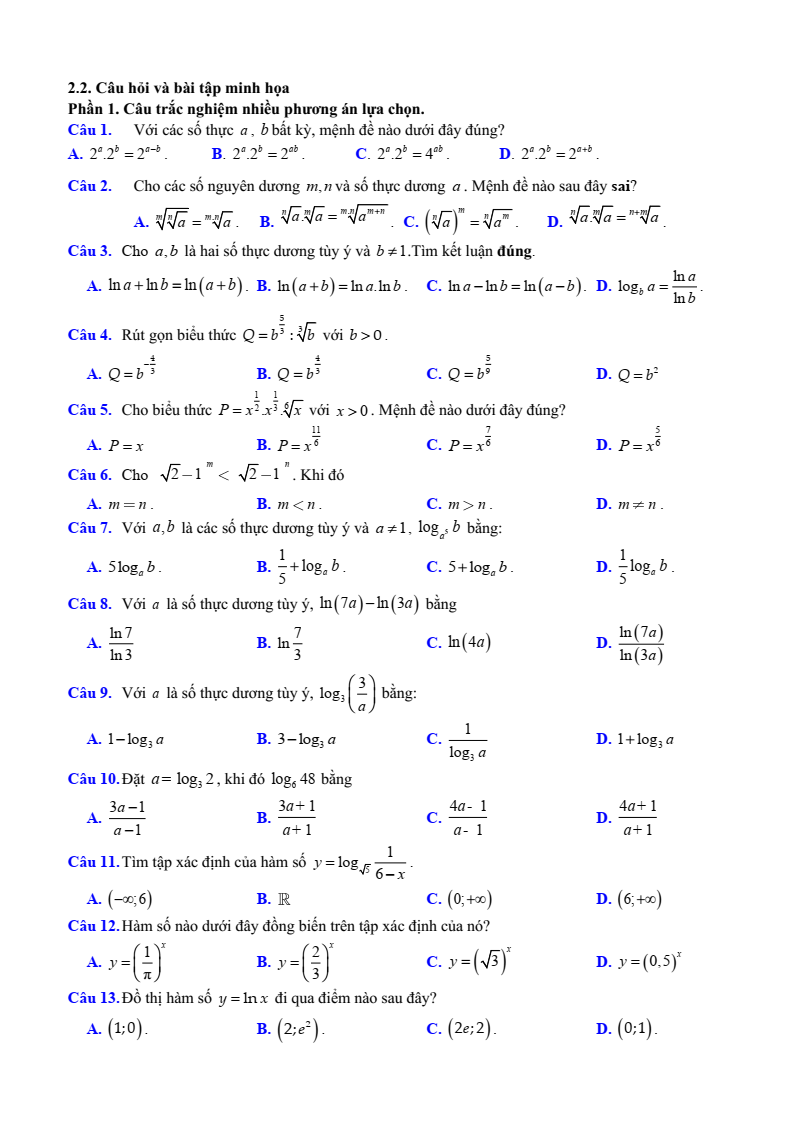 Đề cương ôn tập Giữa kì 2 Toán 11 trường THPT Hoàng Văn Thụ (Hà Nội) năm 2025-2026