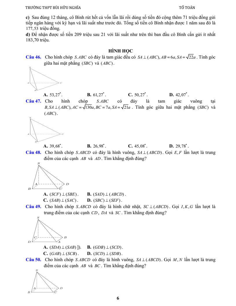 Đề cương ôn tập Học kì 2 Toán 11 trường THPT Bùi Hữu Nghĩa (Cần Thơ) năm 2025-2026
