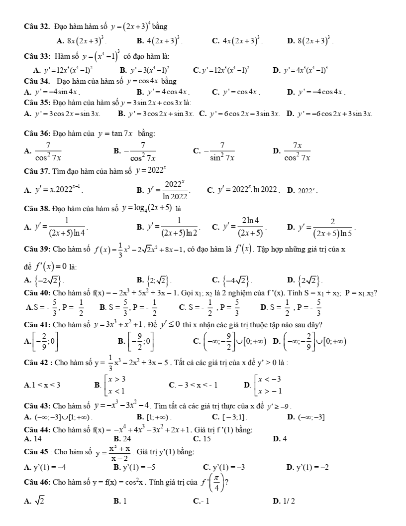 Đề cương ôn tập Học kì 2 Toán 11 trường THPT Đại Mỗ (Hà Nội) năm 2025-2026