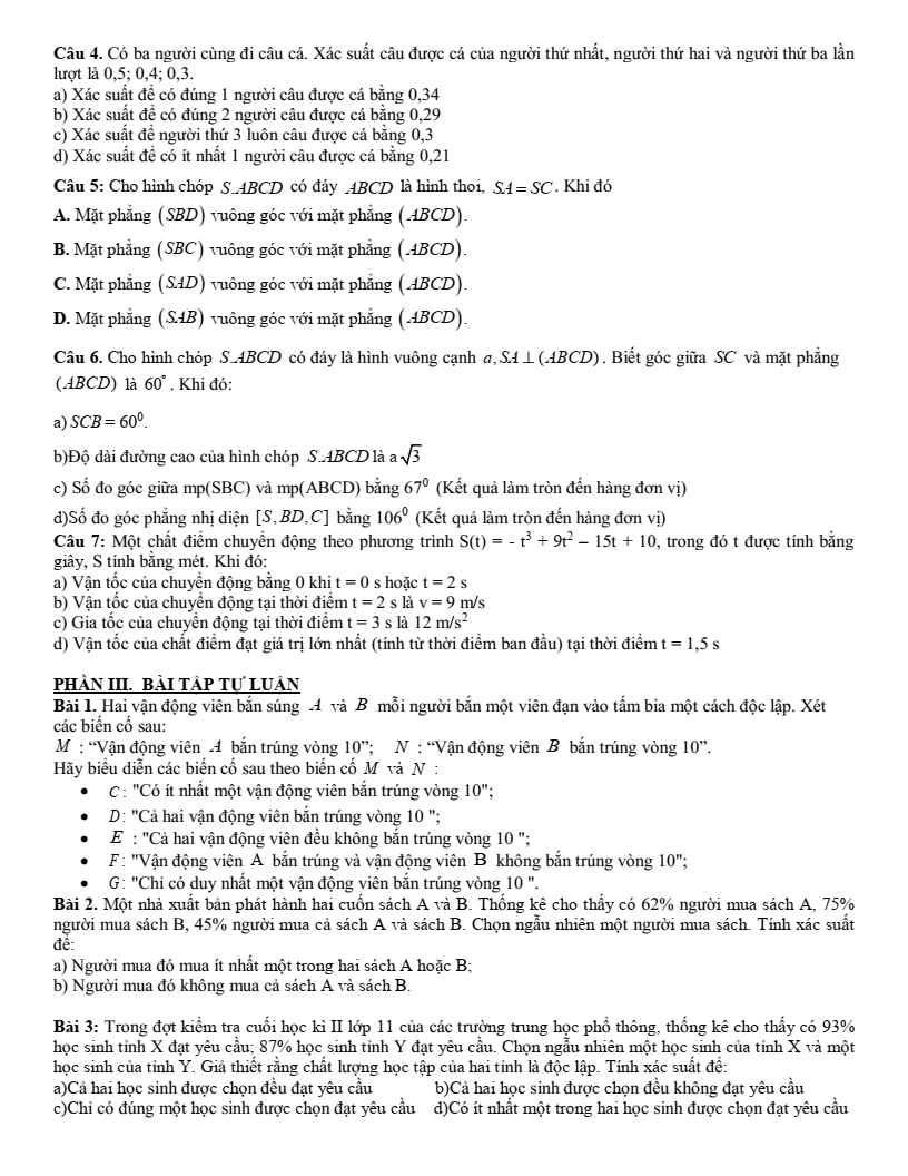 Đề cương ôn tập Học kì 2 Toán 11 trường THPT Đại Mỗ (Hà Nội) năm 2025-2026