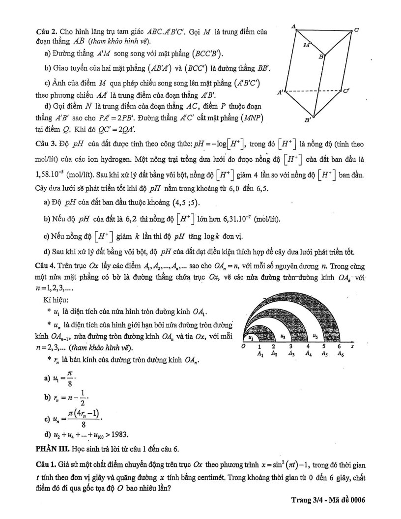 Đề khảo sát Toán 11 Hà Nội năm 2026