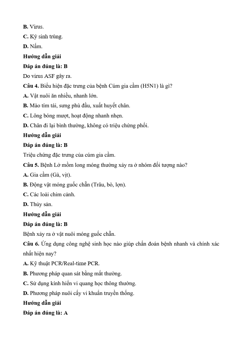 5 Đề thi Giữa kì 2 Công nghệ chăn nuôi 11 Kết nối tri thức (cấu trúc mới, có đáp án)