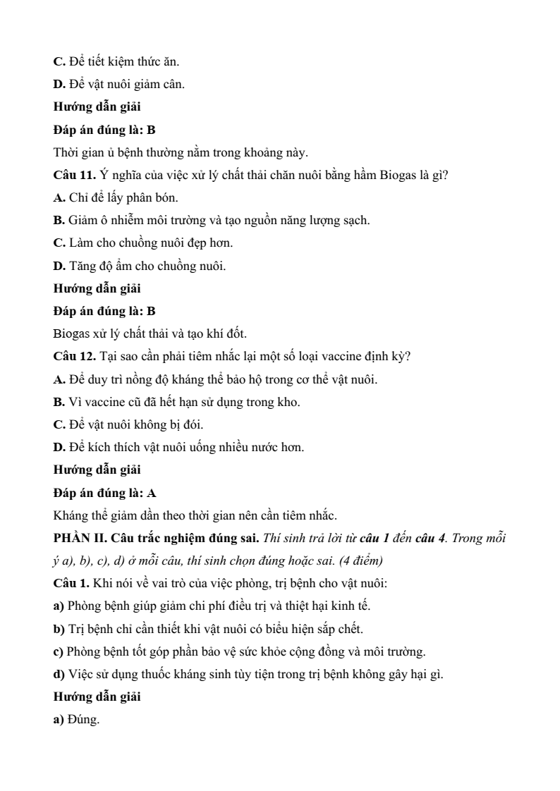 5 Đề thi Giữa kì 2 Công nghệ chăn nuôi 11 Kết nối tri thức (cấu trúc mới, có đáp án)