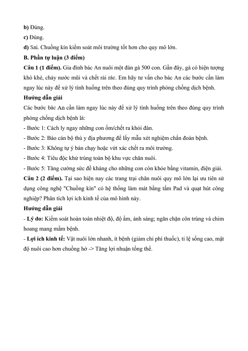 5 Đề thi Giữa kì 2 Công nghệ chăn nuôi 11 Kết nối tri thức (cấu trúc mới, có đáp án)