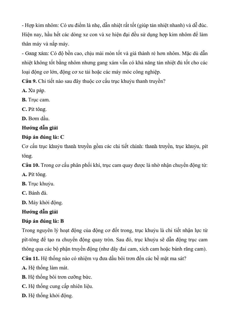 3 Đề thi Giữa kì 2 Công nghệ cơ khí 11 Kết nối tri thức (cấu trúc mới, có đáp án)