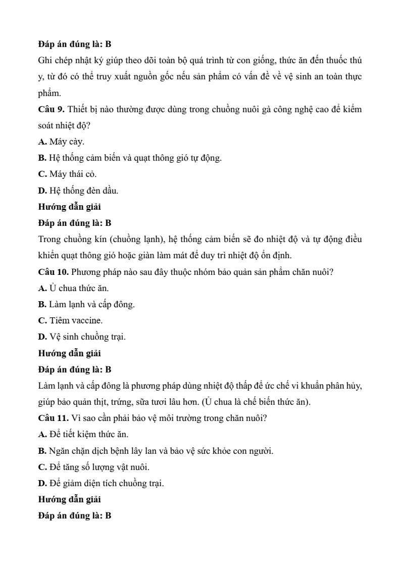 3 Đề thi Học kì 2 Công nghệ chăn nuôi 11 Kết nối tri thức (cấu trúc mới, có đáp án)