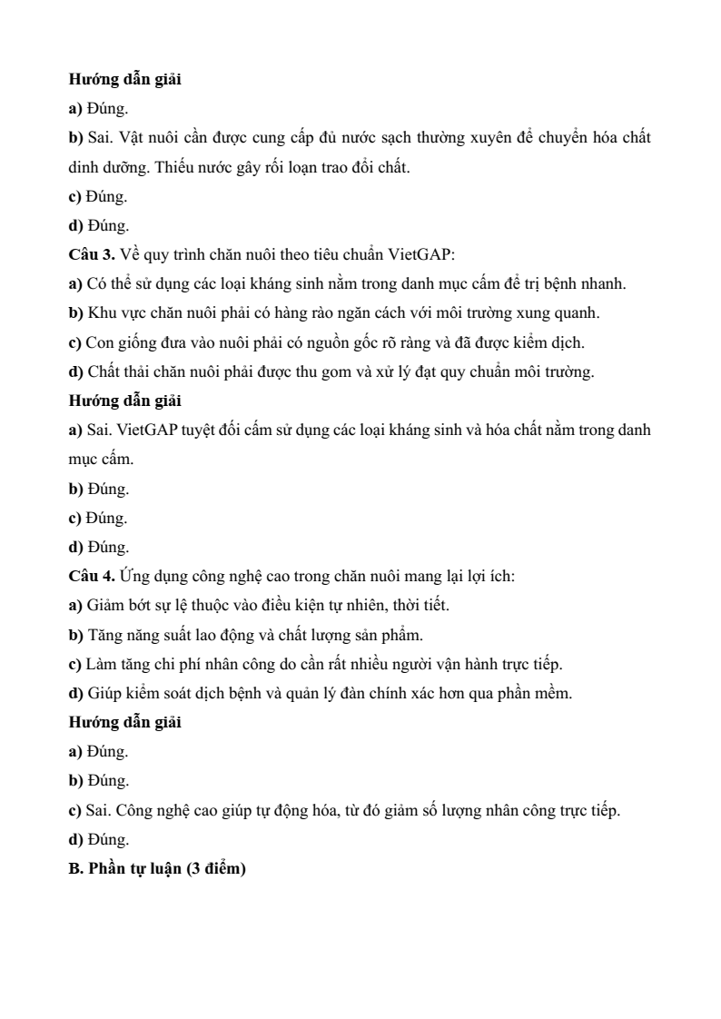 3 Đề thi Học kì 2 Công nghệ chăn nuôi 11 Kết nối tri thức (cấu trúc mới, có đáp án)