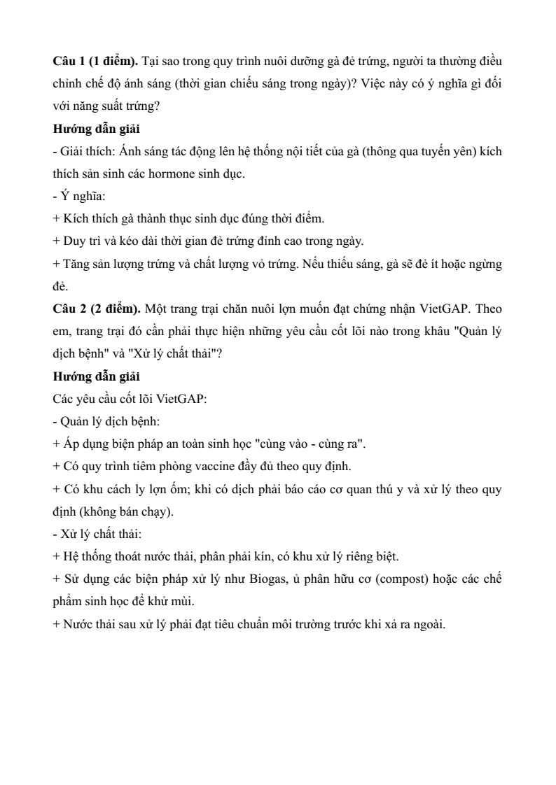 3 Đề thi Học kì 2 Công nghệ chăn nuôi 11 Kết nối tri thức (cấu trúc mới, có đáp án)