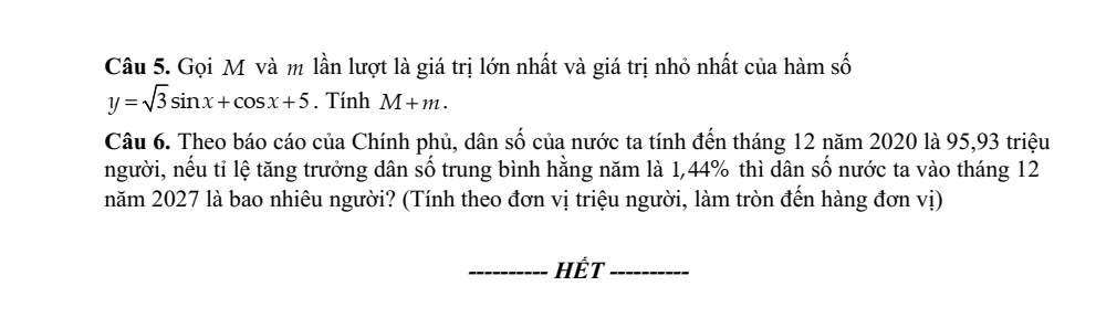 Đề thi Giữa kì 1 Toán 11 năm 2024-2025 trường THPT Cẩm Bình (Hà Tĩnh)
