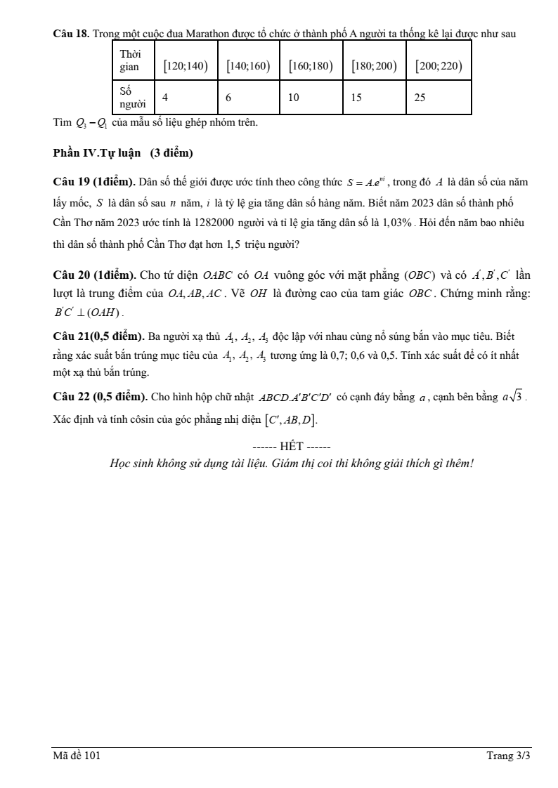 Đề thi Giữa kì 2 Toán 11 trường Edison (Hải Phòng) năm 2024-2025