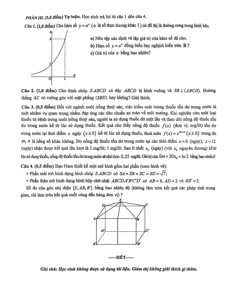 Đề thi Giữa kì 2 Toán 11 trường THPT Châu Văn Liêm (Cần Thơ) năm 2025-2026