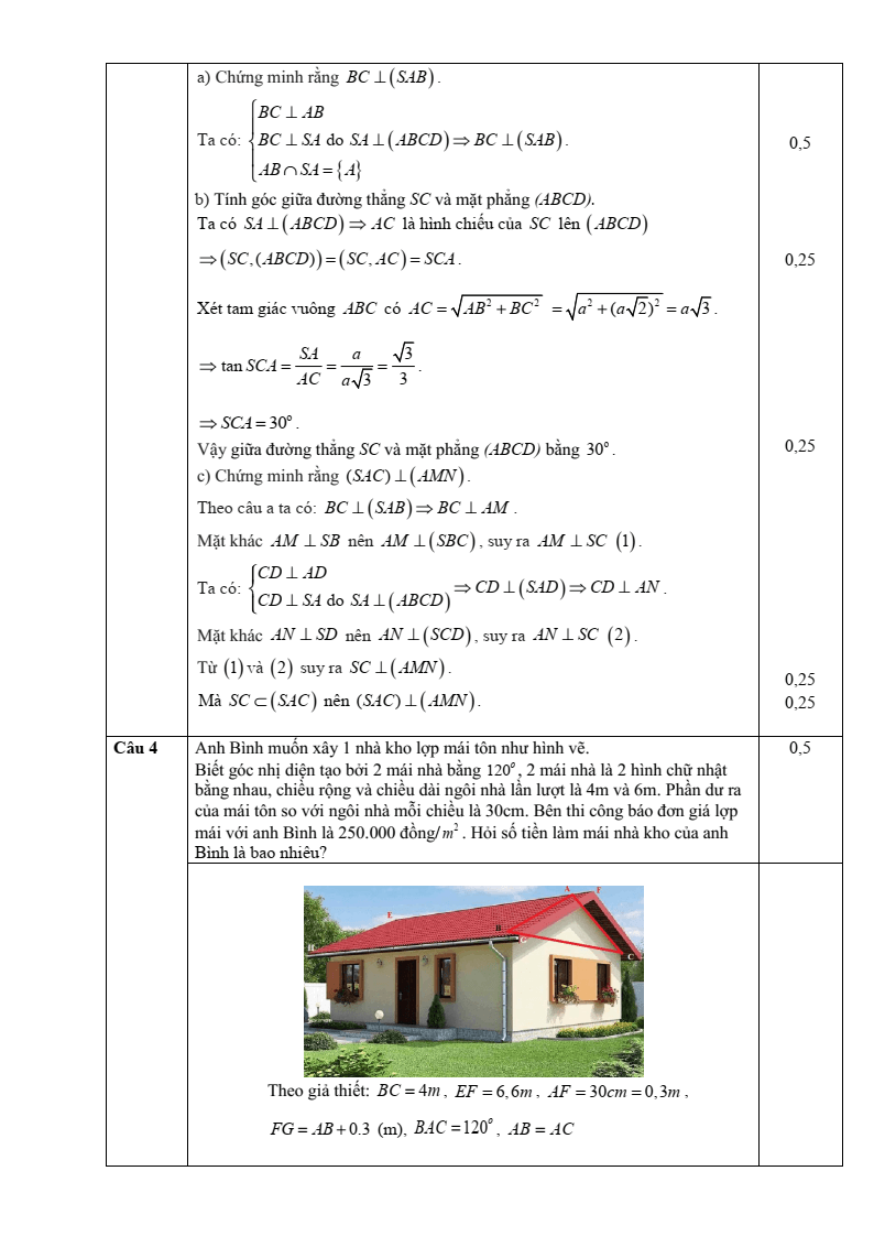 Đề thi Giữa kì 2 Toán 11 trường THPT Hướng Hóa (Quảng Trị) năm 2024-2025