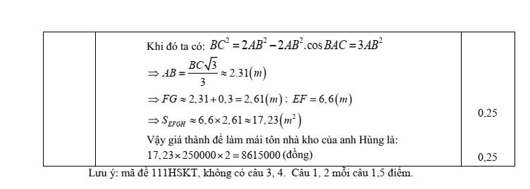 Đề thi Giữa kì 2 Toán 11 trường THPT Hướng Hóa (Quảng Trị) năm 2024-2025
