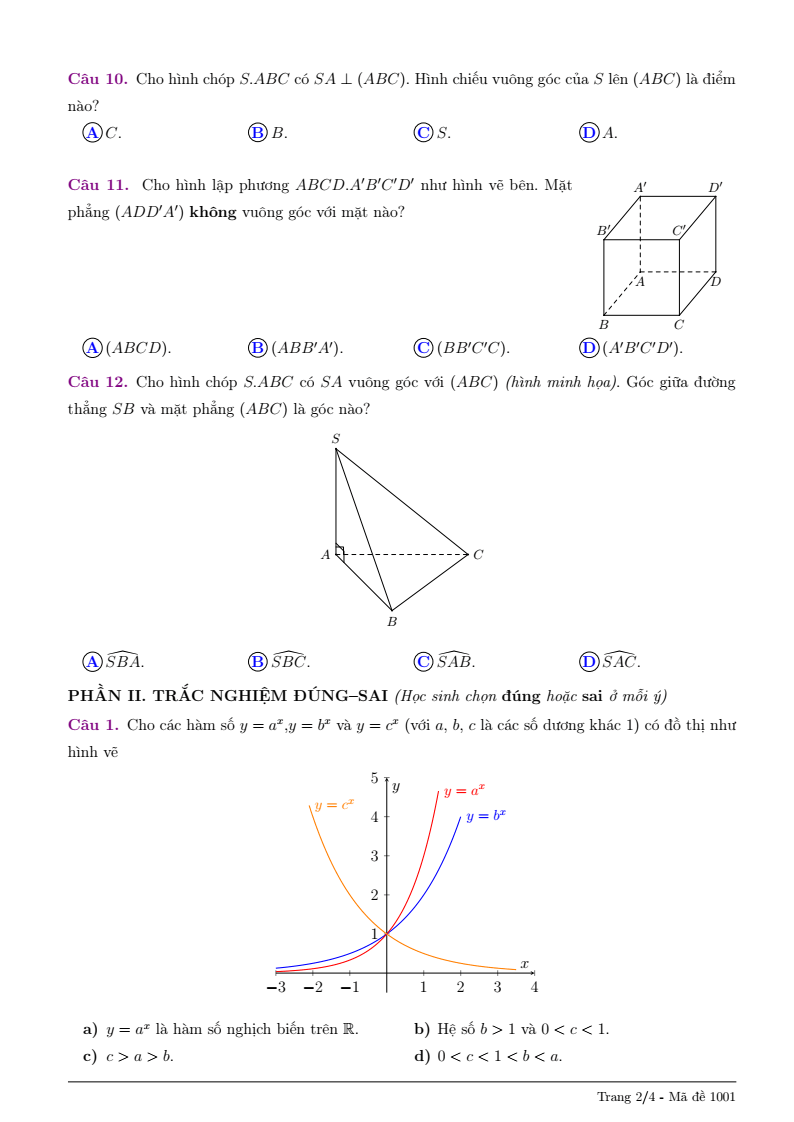 Đề thi Giữa kì 2 Toán 11 trường THPT Lê Quý Đôn (Quảng Ngãi) năm 2025-2026