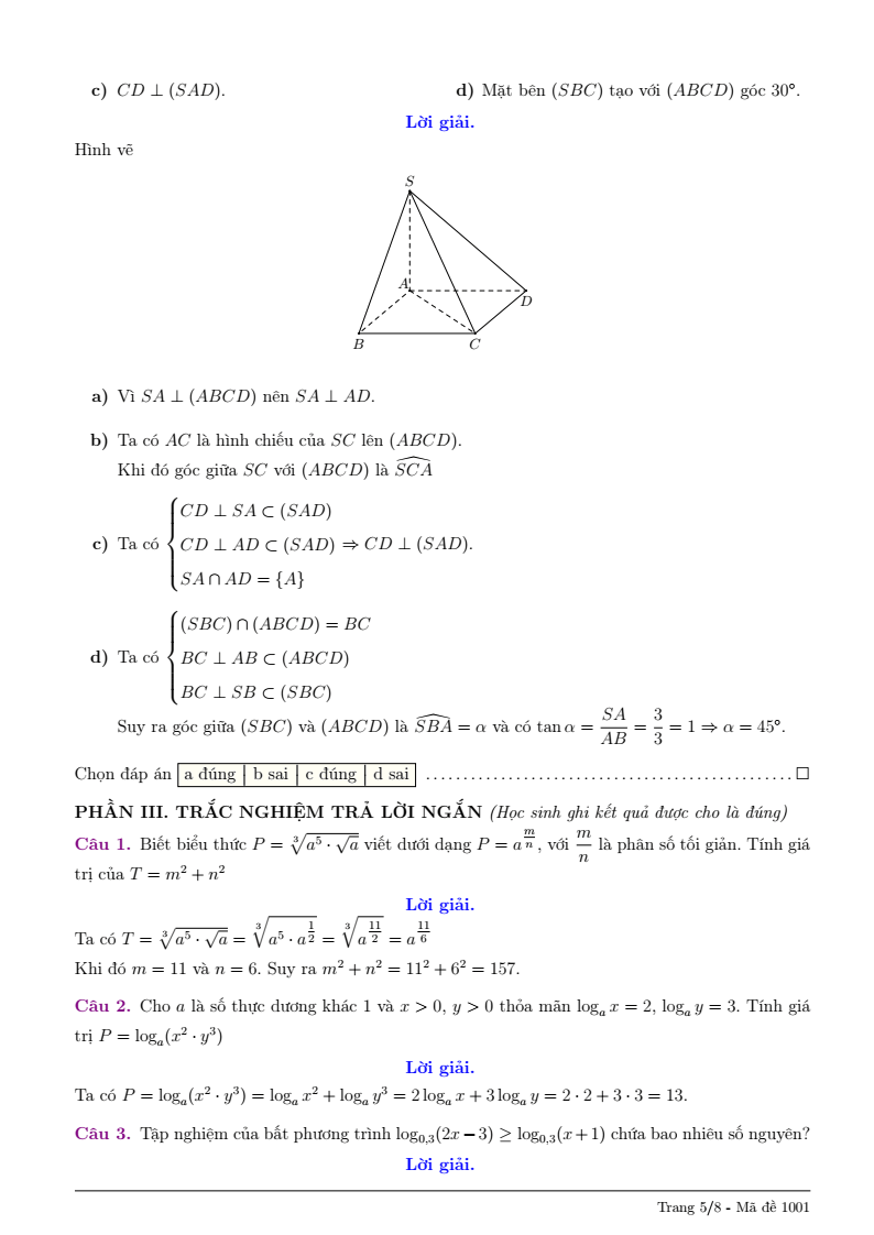Đề thi Giữa kì 2 Toán 11 trường THPT Lê Quý Đôn (Quảng Ngãi) năm 2025-2026