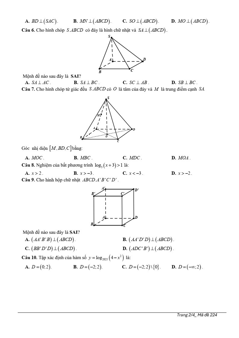 Đề thi Giữa kì 2 Toán 11 trường THPT Ngô Gia Tự (Phú Yên) năm 2024-2025
