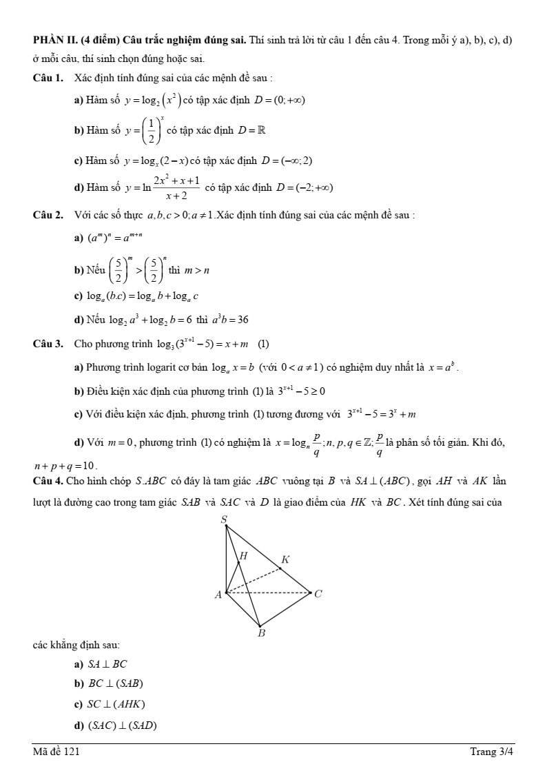 Đề thi Giữa kì 2 Toán 11 trường THPT Nguyễn Hữu Huân (Tp.HCM) năm 2024-2025