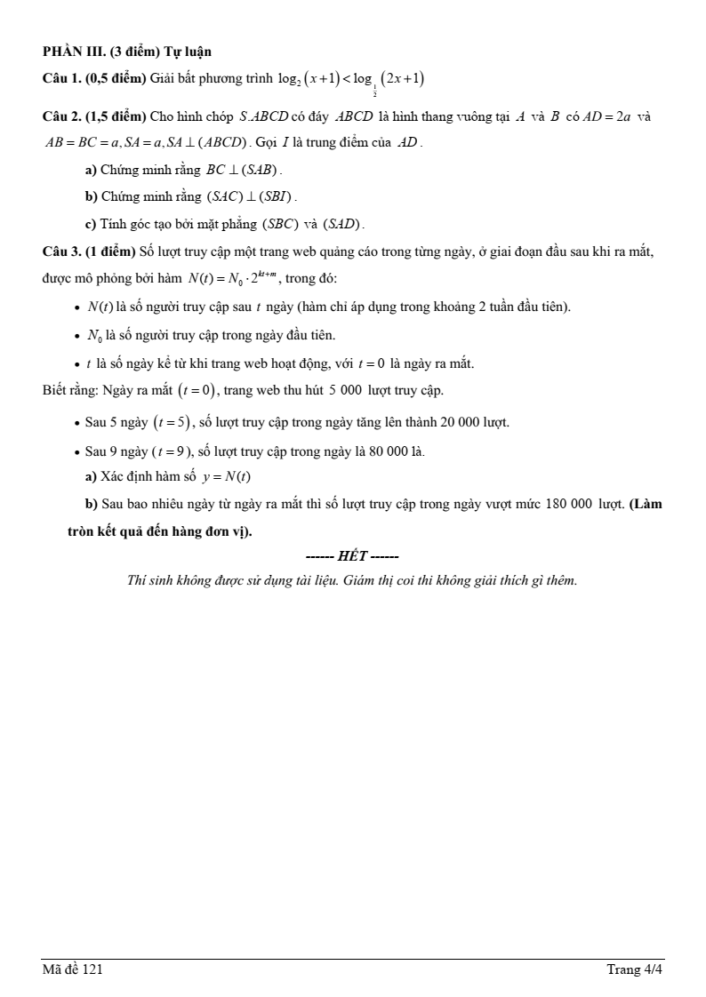 Đề thi Giữa kì 2 Toán 11 trường THPT Nguyễn Hữu Huân (Tp.HCM) năm 2024-2025