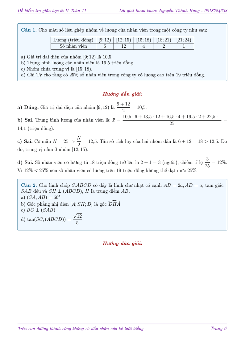Đề thi Giữa kì 2 Toán 11 trường THPT Phú Mỹ (TP HCM) năm 2025-2026