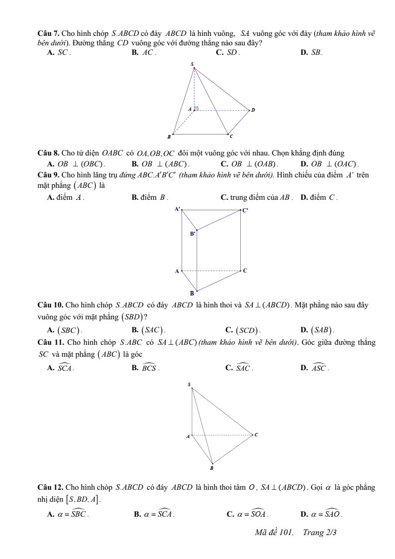 Đề thi Giữa kì 2 Toán 11 trường THPT Quế Sơn (Đà Nẵng) năm 2025-2026