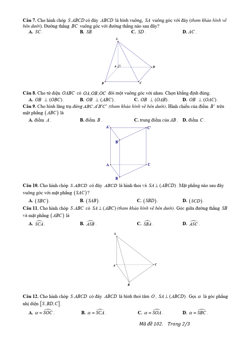 Đề thi Giữa kì 2 Toán 11 trường THPT Quế Sơn (Đà Nẵng) năm 2025-2026