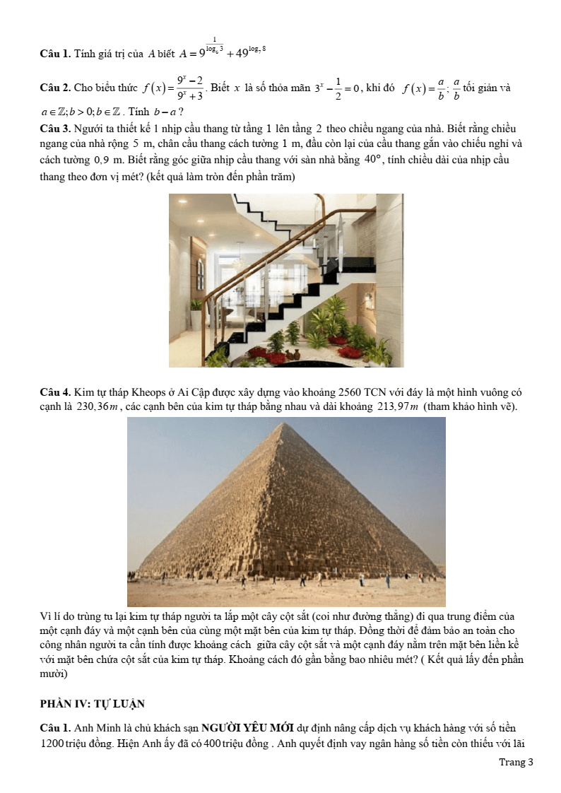 Đề thi Giữa kì 2 Toán 11 trường THPT Sầm Sơn (Thanh Hóa) năm 2024-2025