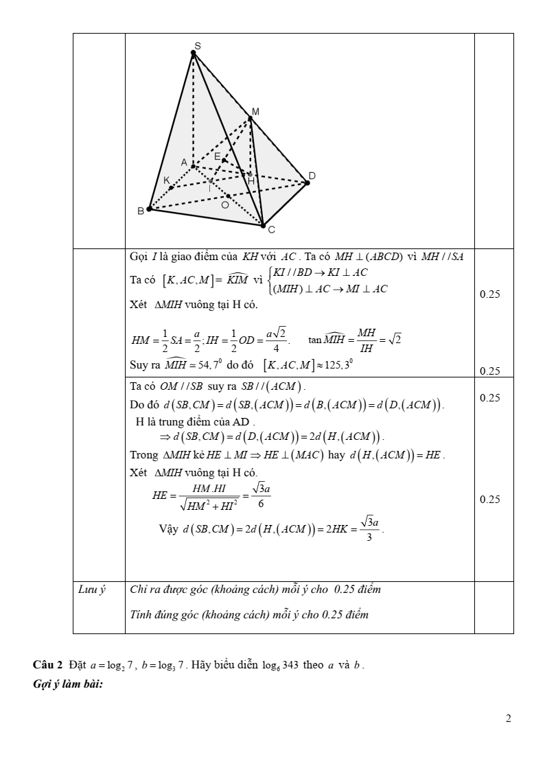 Đề thi Giữa kì 2 Toán 11 trường THPT Vĩnh Linh (Quảng Trị) năm 2025-2026